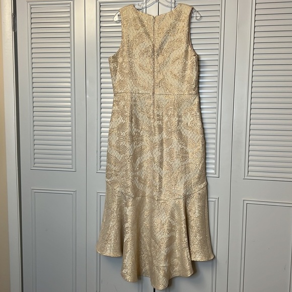 Belle Badgley Mischka Cream Gold Sleeveless Embroidered Lace Style Dress… - Picture 7 of 15